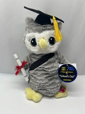 Gray Graduation Owl Plush Toy with Yellow Tassel - Cute Diploma Gift